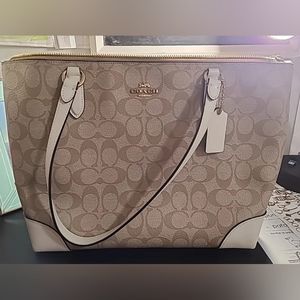 Coach Zip Top Tote in Signature Canvas